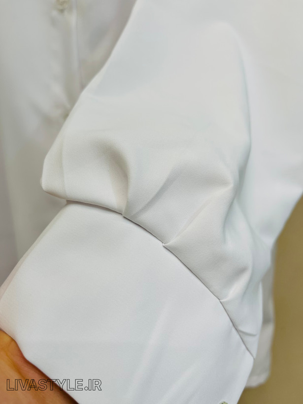 شومیز ساده سفید آستین بلند